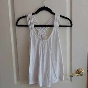 White Crisscross Woven Back Tank